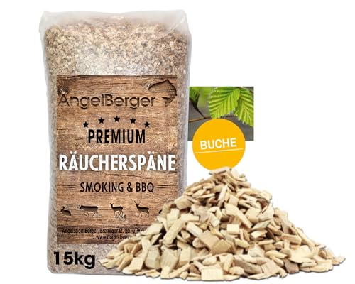 Angel-Berger Räuchermehl Räucherspäne Deluxe 10-15kg Sack Verschiedene Sorten (15kg, Buche Chips) von Angel-Berger