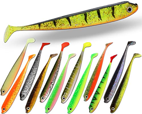 Angel-Berger Wild Devil Baits King Fin Shad Gummifisch Softbait Gummiköder Kunstköder Softlure Zander Hecht Barsch (8cm, Electric Blue) von Angel-Berger