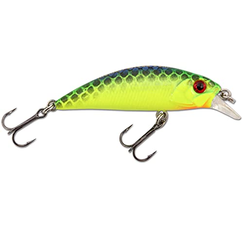 Angel-Berger Wild Devil Baits Trout Minnow Forellen Wobbler Kunstköder Flachläufer (UV Chartreuse, 4,5cm) von Angel-Berger