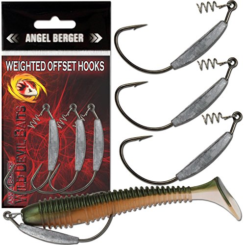 Angel-Berger Wild Devil Baits Weighted Offset Hook 3 Stück (3/0 5g) von Angel-Berger
