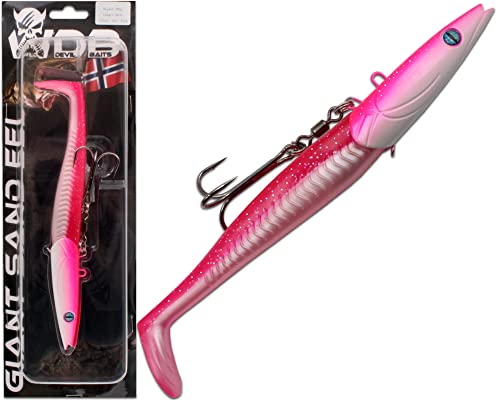 Wild Devil Baits Giant Sand EEL 286g Sandaal Meeres Shad Gummifisch (286g, Hot Pink) von Angel-Berger