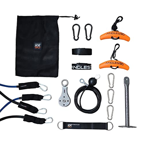 Angles90 Full Set - Krafttrainings-Set für den ganzen Körper, für Zuhause, Reisen oder Training im Freien - einschließlich Grips, Sling Trainer, Widerstandsbänder & Kabelzug - Kraftstation von Angles90