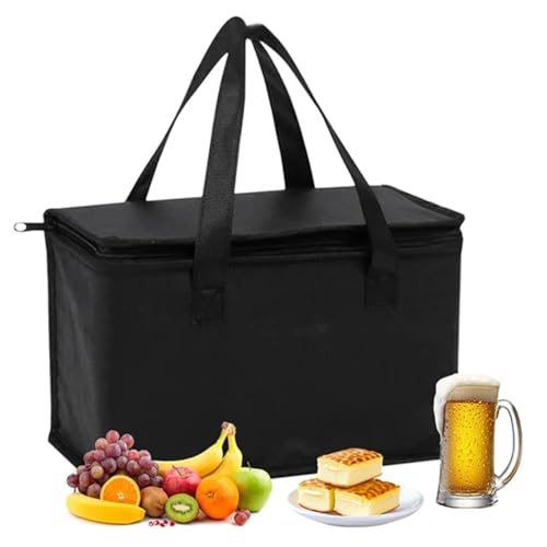 Kühltasche Faltbar Auto 35L Camping - Kühltaschen mit Verstärktem Boden – Extra Stabil ideal als Einkaufstasche, Isoliertasche für Picknick, Lunch Tasche, Schwarz von Anicy