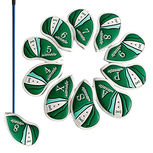 Anloximt Eisenabdeckungen für Golfschläger - Green Jacket Golf Irons Club Head Covers mit Nummernschildern | wasserdichte Iron Golf Headcovers, Golf Headcovers mit Nummerndruck von Anloximt