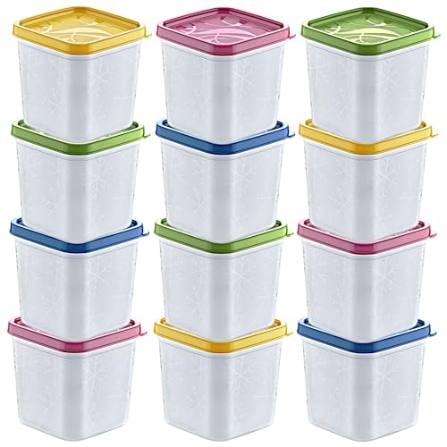 Annastore 12 x Tiefkühldosen 380 ml - Gefrierdosen zum Einfrieren - Frischhaltedosen stapelbar - Vorratsdosen zum Einfrieren und Auftauen - Mikrowellendosen - 380 ml von Annastore