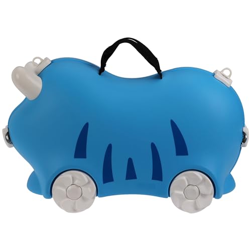 Annastore Kinder Reisekoffer Handgepäck Kinderkoffer – Tier-Design Koffer mit Sitzfunktion-Multifunktionsband Hartschale – Trolley für Reisen, Urlaub & Spielspaß (52 x 21 x 32 cm) (Blau) von Annastore