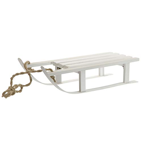 Deko-Schlitten aus Holz - Dekoschlitten - Holzschlitten zur Deko (L 50 x B 22 x H 11, Weiß) von Annastore