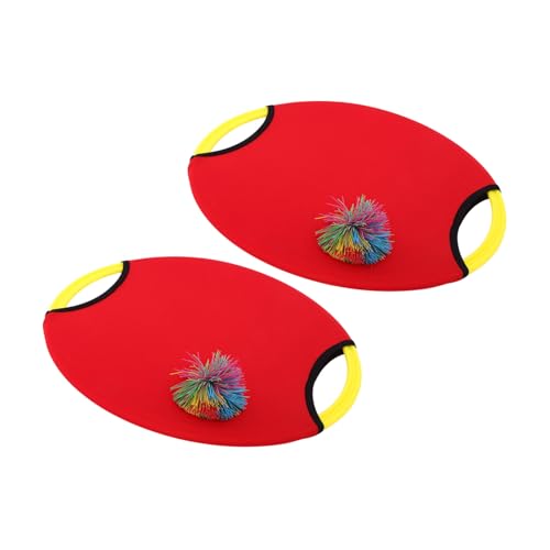 Anneome 2 Sets Disc Ball Paddle Game Trampolin Flying Dish Game Kindergarten Paddle Ball Toy Flying Disc Mit Toss and Catch Rot von Anneome