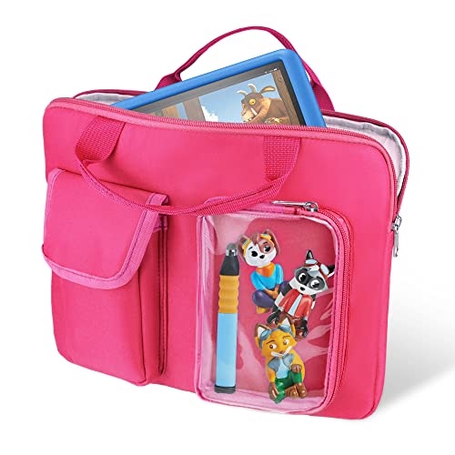 Annmore Tasche für Edurino Stift und für 2 bis 3 Figuren, Kinder Tablet Tasche kompatibel mit Lexibook Zweisprachiger Laptop, Rosa von Annmore