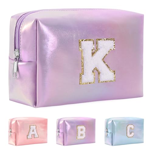 Anntry A-Z personalisierter Anfangsbuchstaben-Make-up-Taschen-Organizer,wasserdichte Kosmetiktasche aus PU-Leder, tragbare Reise-Kulturtasche, Mädchen, Frauen,Freundin, Mutter von Anntry