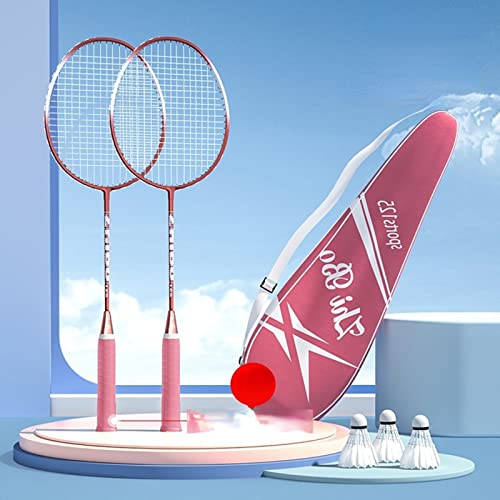 Anoudon Badminton Set, 2 Badmintonschläger, 3 Federbälle, Tragetasche, Federball Set für 2 Spieler, Badminton Schläger, Federballschläger Set fur Sport und Unterhaltung Federball Set (Rosa) von Anoudon