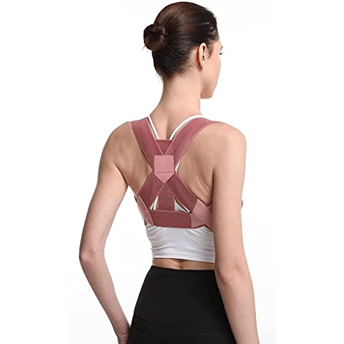 Haltungskorrektur für Frauen und Männer, verstellbarer Rückenstützengürtel zur Unterstützung des Schlüsselbeins und zur Schmerzlinderung im Nacken, Schulterkorrektur (Farbe: Pink, Größe: L) Better von AnraM