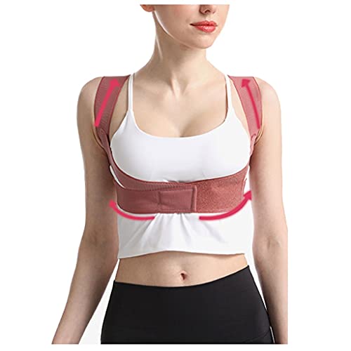 Rückenhaltungskorrektur für Frauen, geraffte Bruststütze, Schlüsselbein-Rückenstütze, verstellbare, atmungsaktive Rückenstütze, die Schmerzlinderung für Schulter und Nacken bietet (Farbe: Rosa, Größe: von AnraM