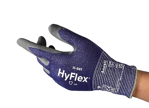 Ansell HyFlex 11-561 Schnittschutz-Handschuhe, Atmungsaktive Nitril-beschichtung, Höchste Weiterreißfestigkeit, Dünne Arbeitshandschuhe Herren Damen, Waschbare, Blau, Größe 2XS (12 Paar) von Ansell
