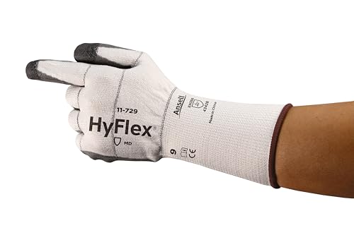 Ansell Hyflex 11-729 Sicherheitsarbeitshandschuhe Mechanischer Schutz, Größe 6 (XS), Schwarz (12 Paar) von Ansell