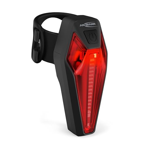 ANSMANN Fahrrad-Rücklicht StVZO zugelassen, mit Bremslicht bei betätigter Fahrradbremse, starker 220° Abstrahlwinkel, IPX5 gegen Wasser geschützt, bis zu 3,5 Stunden Leuchtdauer aufladbar über USB von Ansmann