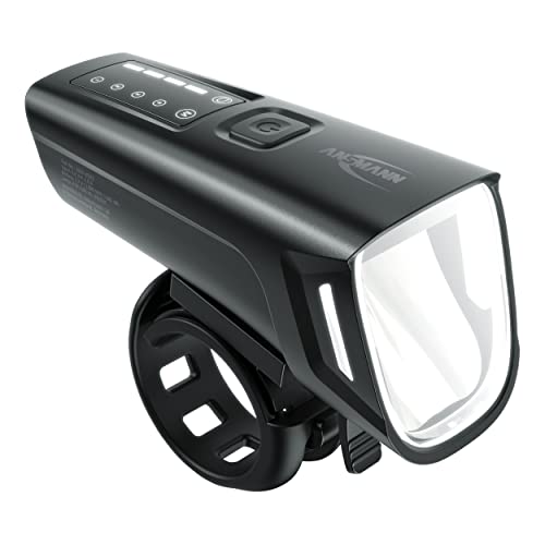 ANSMANN Fahrradlicht StVZO zugelassen mit 5 Watt OSRAM LED und Auto. Abblendlicht 200 m Leuchtweite 100 Lux 180 Lumen IPX5 Akkubetrieben bis zu 6 Stunden Leuchtdauer aufladbar über USB Vorderlicht von Ansmann