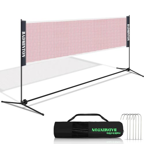 Ansobea Badmintonnetz, Volleyballnetz Höhenverstellbar, Faltbar Volleyballnetz Outdoor mit Tragetasche, Badminton Netz für Garten, Sportplatz und andere Outdoor-Orte, Netzlänge: 510cm von Ansobea