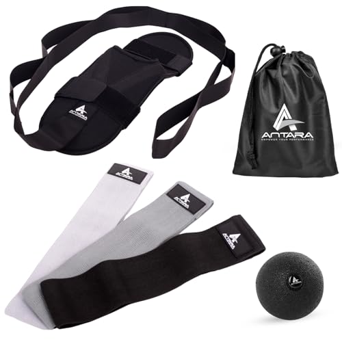 Antara Resistance Bands, Fascia Ball, and Foot Stretcher Set - Fabric Terrabands Massage Ball and Stretching Band with Gym Bag - Ideal for Strength Training, Physical Therapy, and Yoga von Antara