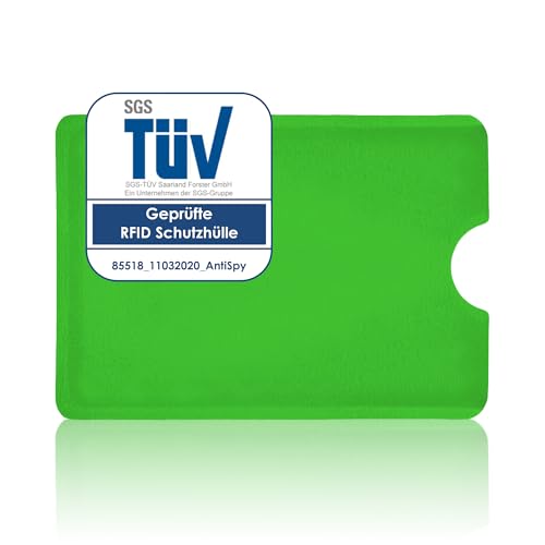 AntiSpyShop RFID Schutzhülle, TÜV geprüft, NFC Blocker - Kreditkarte, Bank EC Karte (Grün) von AntiSpyShop