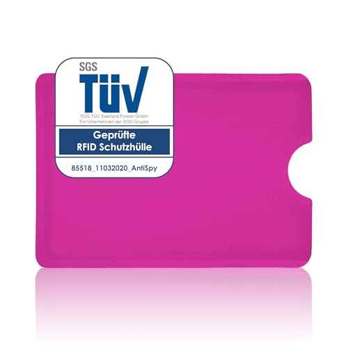 AntiSpyShop RFID Schutzhülle, TÜV geprüft, NFC Blocker - Kreditkarte, Bank EC Karte (Pink) von AntiSpyShop