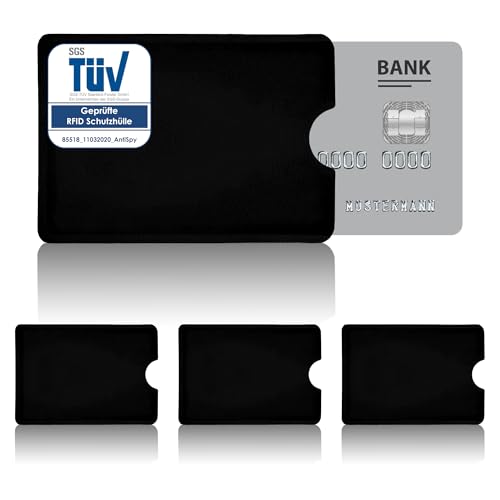 AntiSpyShop RFID Schutzhüllen, TÜV geprüft, NFC Blocker - Kreditkarte, Bank EC Karte (3X Schwarz) von AntiSpyShop