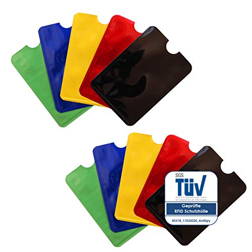 RFID Schutzhüllen, TÜV geprüft, NFC Blocker - Kreditkarte, Bank EC Karte Abschirmung - 10er Pack von AntiSpyShop