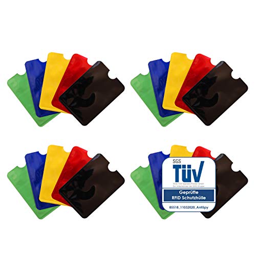 AntiSpyShop RFID Schutzhüllen, TÜV geprüft, NFC Blocker - Kreditkarte, Bank EC Karte Abschirmung - 20er Pack von AntiSpyShop