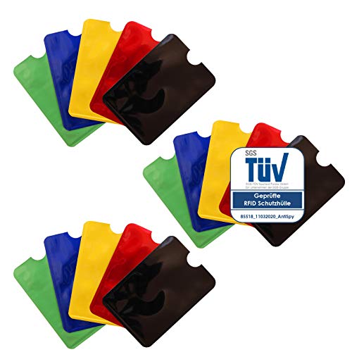 RFID Schutzhüllen, TÜV geprüft, NFC Blocker - Kreditkarte, Bank EC Karte Abschirmung - 15er Pack von AntiSpyShop