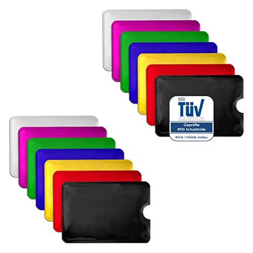 AntiSpyShop RFID Schutzhüllen, TÜV-geprüft, NFC Blocker Kreditkarte, EC Karte Funk-Abschirmung (14er Pack) von AntiSpyShop