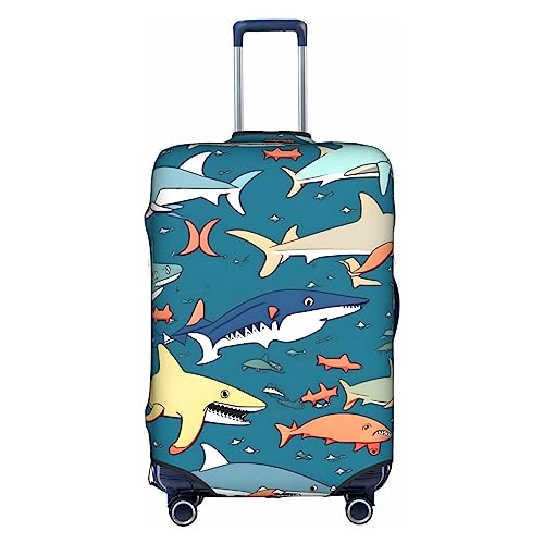 Anticsao Gepäckabdeckung mit Haifisch-Motiv, elastisch, für 45,7 - 71,1 cm (18 - 28 Zoll) Gepäck, weiß, M von Anticsao