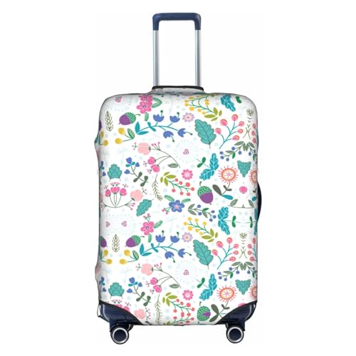 Anticsao Gepäckabdeckung mit farbigen Kritzelei-Blumen, elastischer Reisegepäckschutz, Spandex, passend für 45,7 - 71,1 cm Gepäck, weiß, L von Anticsao