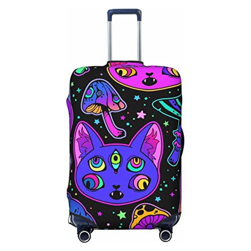 Anticsao Psychedelic Animals and Mushrooms Elastic Travel Luggage Cover Travel Suitcase Protective Cover for Trunk Case Apply to 48.3 cm-81.3 cm Suitcase Cover Small, Schwarz , L von Anticsao