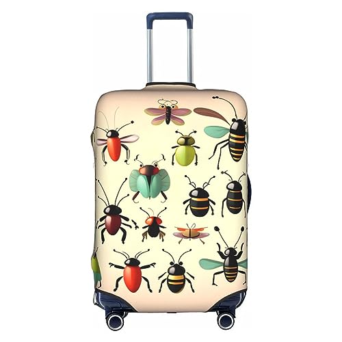 Cartoon-Koffer-Schutzhülle für kleine Insekten, kratzfest, 45,7 - 81,3 cm, geeignet für Reisen, Geschäftsreisen, weiß, S von Anticsao
