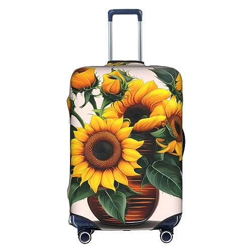 Gepäckabdeckung mit Sonnenblumen- und Rosenmuster, elastisch, Reisegepäckschutz, Spandex, passend für 45,7 - 71,1 cm Gepäck, weiß, S von Anticsao