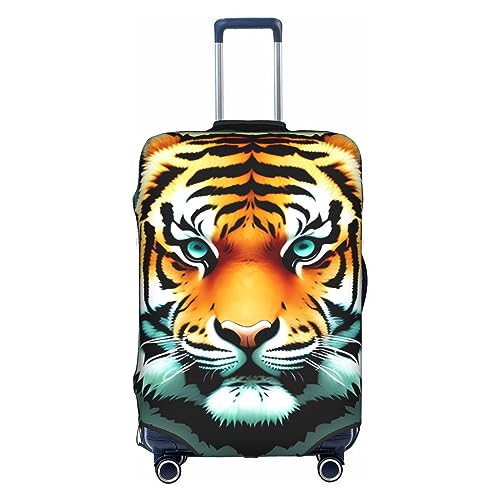 Little Fat Tiger Head Trolley-Koffer-Schutzhülle, kratzfest, Gepäckschutz, 45,7 - 81,3 cm, geeignet für Reisen, Geschäftsreisen, weiß, L von Anticsao