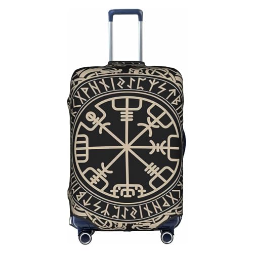 Magical Design Norse Runen Kompass Trolley Koffer-Schutzhülle, kratzfeste Gepäckabdeckung, Gepäckschutz, 45,7 - 81,3 cm, geeignet für Reisen, Geschäftsreisen, weiß, S von Anticsao