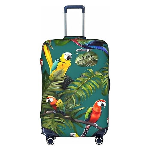 Reisekoffer, Motiv: tropische Pflanzen und Papageien, Unisex, elastisch, 45,7 - 53,3 cm, weiß, xl von Anticsao