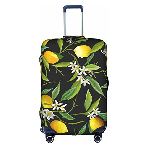 Reisekoffer, staubdicht, Zitronen- und Blumenmotiv, Gepäckschutz, Gepäckkoffer, Zubehör, Urlaub, weiß, S von Anticsao