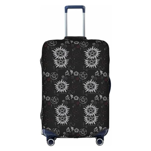 Supernatural Symbols Trolley-Koffer-Schutzhülle, kratzfest, 45,7 - 81,3 cm, geeignet für Reisen, Geschäftsreisen, Schwarz, weiß, xl von Anticsao