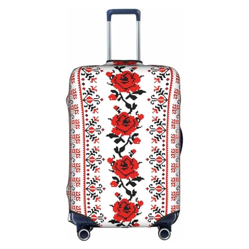 Trolley-Koffer-Schutzhülle, Motiv: ukrainische Stickerei, Rose, kratzfest, 45,7 - 81,3 cm, geeignet für Reisen, Geschäftsreisen, weiß, L von Anticsao