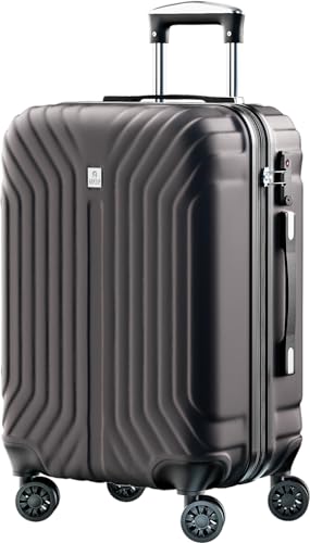 AnyZip Handegepäck Hartschalenkoffer Leicht PC+ABS Erweiterbar Reisekoffer Rollkoffer mit TSA Schloss und 4 Rollen (Grau, M) von AnyZip