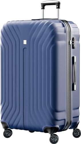 AnyZip Hartschalen-Koffer Rollkoffer Reisekoffer Leicht PC+ABS Erweiterbar Reisekoffer Rollkoffer mit TSA Schloss und 4 Rollen (Blau, XL) von AnyZip