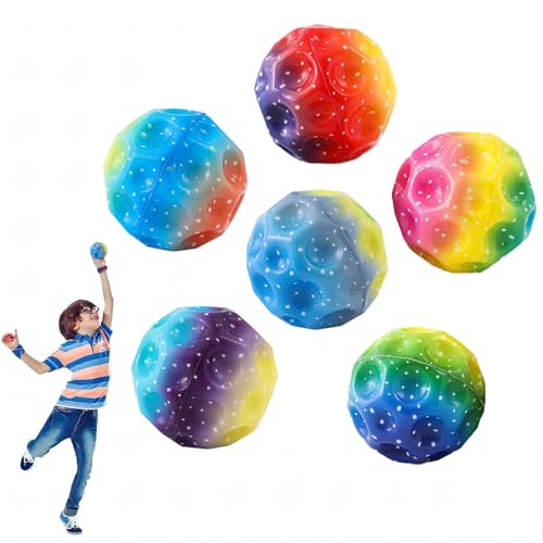 6 Stück Astro Jump Ball Rainbow,Spaceball Moon Ball,Moon Ball Rainbow,Hohe Springender Gummiball,Super High Bouncing Space Ball,Jumping Ball Bouncing Ball,Jumping Ball Moon for Kids Party Gift von Anyingkai