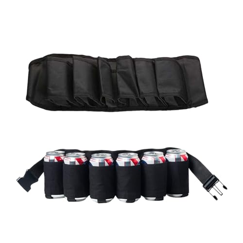 Portable Trinker Bier Soda kann Gürtelhalter 6 Getränke für Camping Wandern Outdoor Party (Schwarz) von Aoblok