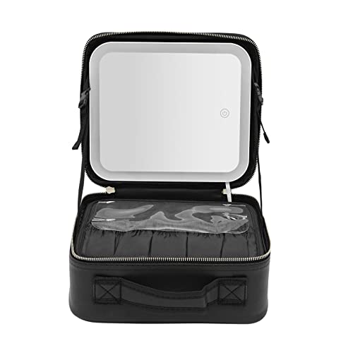 Kosmetische Tasche mit beleuchteten Spiegel Trennbare Make-up-Tasche Professionelle Make-up-Tasche mit Make-up-Spiegel Toilettentasche Organiser mit kosmetischem Spiegel für unterwegs von Aohuada