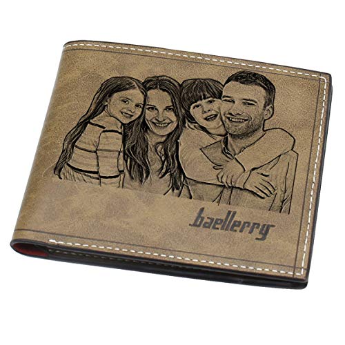 Foto Brieftasche Herren,Graviert Leder Brieftasche,Brieftasche Personalisiert für Vatertagsgeschenk,Freund, Ehemann, Vater, Sohn von Aolun