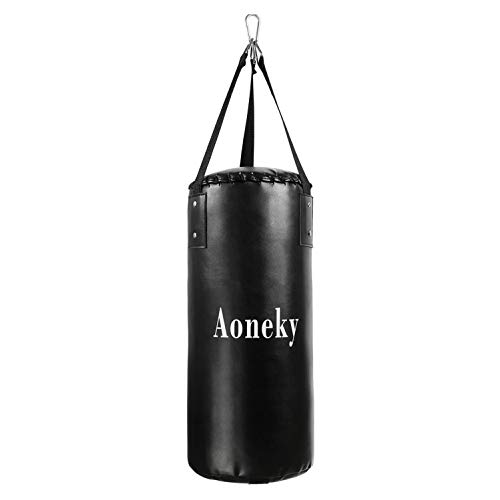 Aoneky Hängender Boxsack 0,5M/1M mit Riemen und Drehzapfen für Kinder Erwachsenes, Füllgewicht bis 15KG/45KG - Boxsack für MMA, Mua Thai, Judo, Kampfsport (ungefüllt) (50cm) von Aoneky