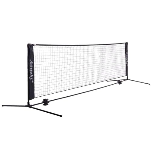Aoneky Tennis Kit, Stäben und Tennisnetz 2.1M/ 3M/6M | Tragbares Pickleball Tennisnetz mit Aufbewahrungstasche | Tennis-Trainingszubehör für Kinder und Erwachsene(2.1M) von Aoneky
