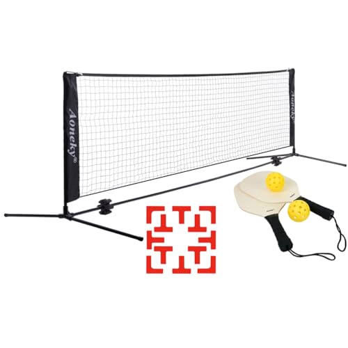 Aoneky Tragbares Pickleball-Set mit Netz, Marker, Ball, Paddel, 6 m von Aoneky